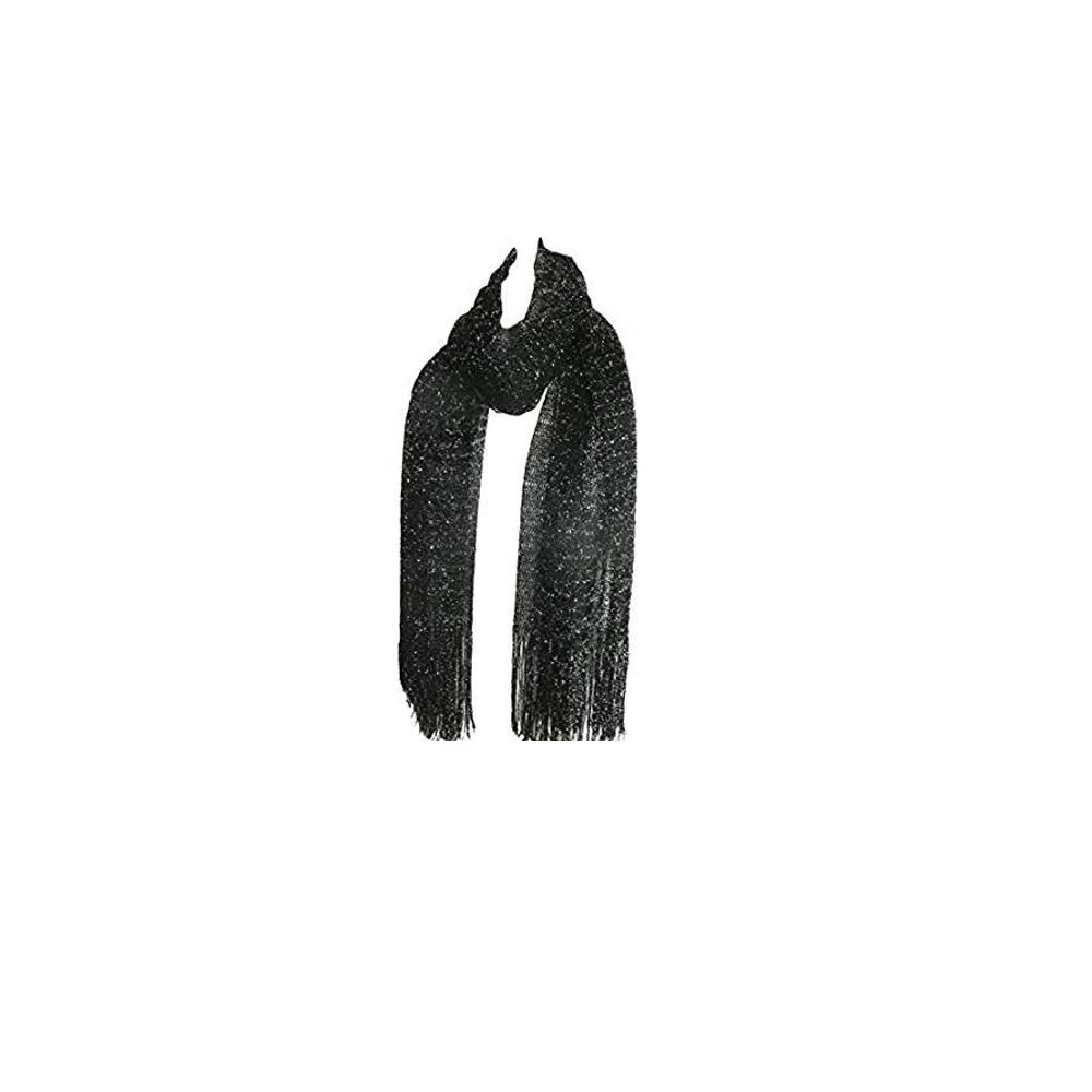 Mytoptrendz Women's Black Glitter Lurex Scarf Mytoptrendz® Glitter Sparkle Shawl Wrap Evening Scarf- Black