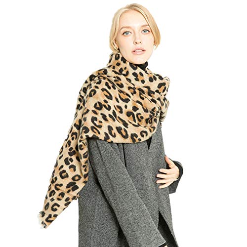 My Sky Womens Large Soft Cashmere Feel Pashmina Shawls Wraps Leopard Scarf2