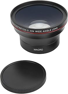 58MM 0.43x Professional HD Wide Angle Camera Lens, Optical Glass Camera Lens, With Detachable Macro Lens, Compatible with Lens 58mm 2.28in Diameter Front Filter, for Portrait, Landscape Photography