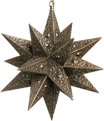 Hometown Evolution, Inc. 12 Inch Moravian Hanging Tin Star Light - Flower Cut with Marbles