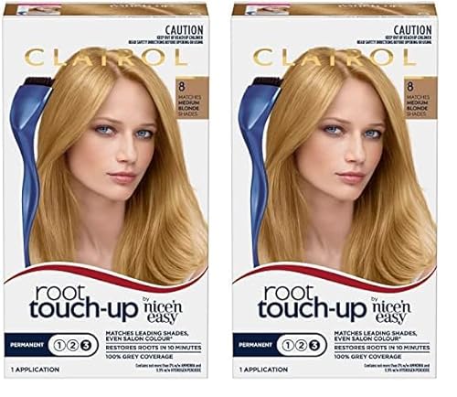 Clairol Root Touch Up, 8 Medium Blonde, Permanent Colour, 100% Grey Coverage, Permanent Root Colour (Pack of 2)