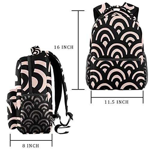 Sac à dos campus géométrique noir spacieux pour filles et garçons actifs - 2