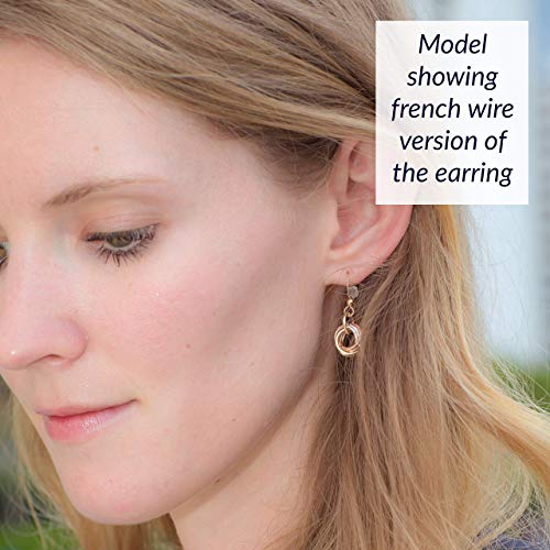 Dainty Tricolor Love Knot Dangle Earrings with 925 Sterling Silver and 14K Yellow and Rose Gold-Filled Circles Unique Three Tone Minimalist Jewelry Gift Idea for Women2