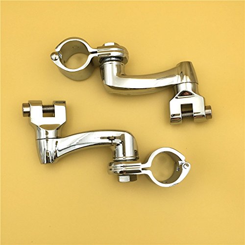 SMT-Chrome 360 Degree Adjustable Highway Peg Mounting Kit Compatible With any Bike Equipped with 1-1/4 inch Front Engine Guard Frame Tube Honda GoldWing VTX1300 Shadow Valkyrie Triumph [B01AVH3MTM] - Thumbnail 5