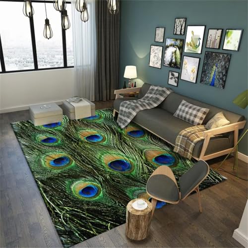 Tapis sol extérieur terrasse cuisine 50x80cm vert plumes