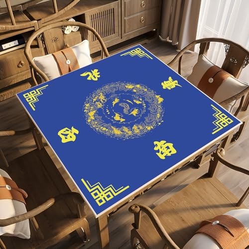Tapete de juego para Mahjong 90x90 cm azul miniatura 3