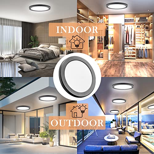 Novelux Slim Round Panel Ceiling Lights Fixture Damp-Rated, 11 Inches 24W 2400 Lumens Dimmable, Ultra-Thin Close To Ceiling Light For Kitchen, Bathroom, Hallway, Bedroom, Toilet, Basement, Corridor #TOP1