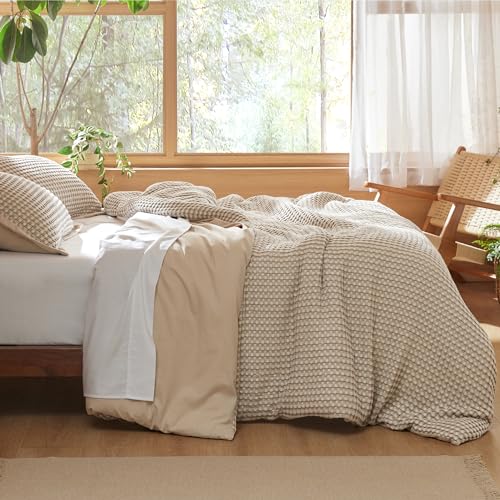 Bedsure Cooling Waffle Duvet Cover King - Cotton Blend Rayon Derived From Bamboo Duvet Cover Ser For Hot Sleepers, Breathable Bedding Set With A Vintage Charm thumb #6