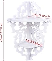 Vista 2 de Yosoo Paneles de pared de filigrana tallados dobles blancos, estante de esquina de pared, estante de almacenamiento, soporte de baño para maceta