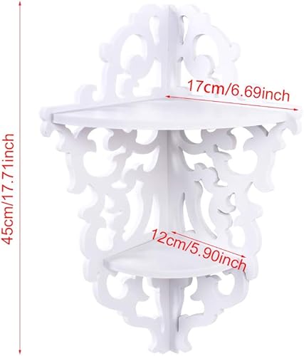 Miniatura 2 de Yosoo Paneles de pared de filigrana tallados dobles blancos, estante de esquina de pared, estante de almacenamiento, soporte de baño para maceta,