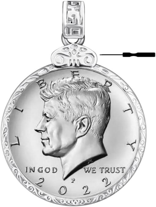 Sterling Silver 50 cent Border Screw Top Coin Border is suitable for 30.64mm diameter 2.15mm thickness Coins, Coins Not Included