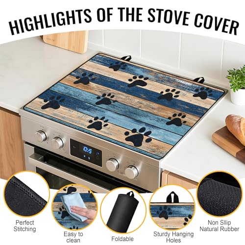 Image of Stove Top Cover for Electric Stove,Glass Stove Top Cover, Heat Resistant Glass Cooktop Cover, Stovetop Protector, Kitchen Decor, Dish Drying Mats Cover for Ceramic Washer Top 28.5x20.5 inch