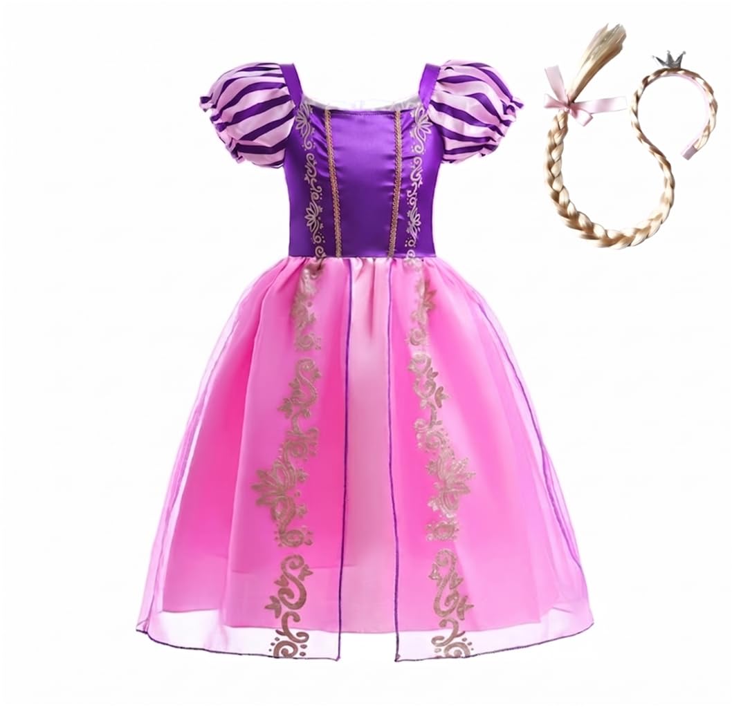 Lito Angels Purple Long Hair Princess Costume with Braid, Age 7 Years