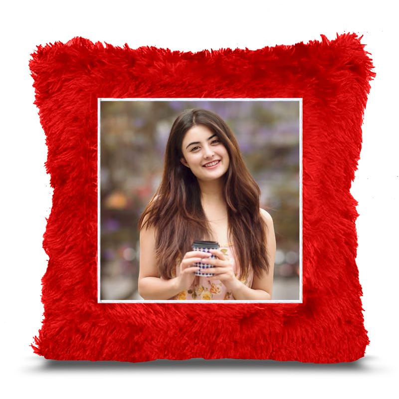 Fur Personalized Gift Photo Cushion for Boyfriend Girlfriend Husband Wife on Occasions Valentine's Day Birthday Anniversary Special Love Gift Square 15x17 inch, Red (PC3)-image-47