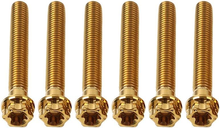Cngoat41 6pcs M6*60mm Titanium Alloy Screws Race Spec Torx Head Flange Bolts Gold For BMW For Harley For HONDA For Ducati