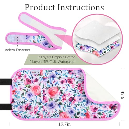 Image of Reusable Castor Oil Pack Wrap for Liver Detox, Castor Oil Wrap for Stomach Less Mess, Elastic Strap Machine Washable Anti Oil Leak 2pcs，Flower