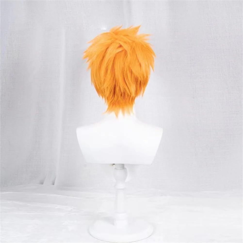 Kurosaki Ichigo Cosplay wig Heat Resistant Synthetic Wigs for Halloween Costume Party Role Play+Wig Cap