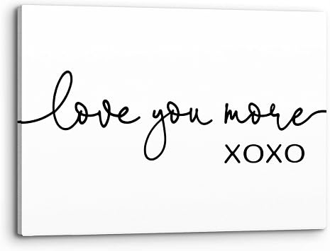 PHAMTE Love You More XOXO Wall Art,Funny Couples Saying Print Framed Canvas Painting Artwork Home Bedroom Decor,Valentine Wedding Gifts 14x11 Inch