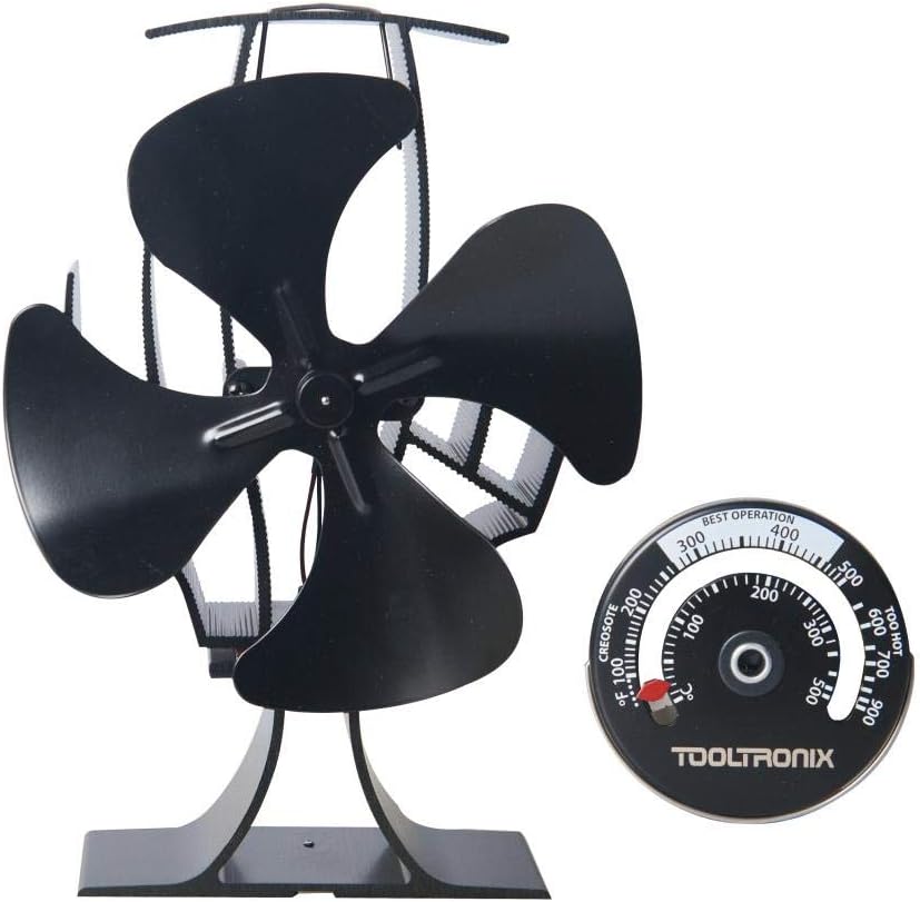 KTRolster ToolTronix 4 Blade Stove Fan Eco Heat Powered Wood Log Burner