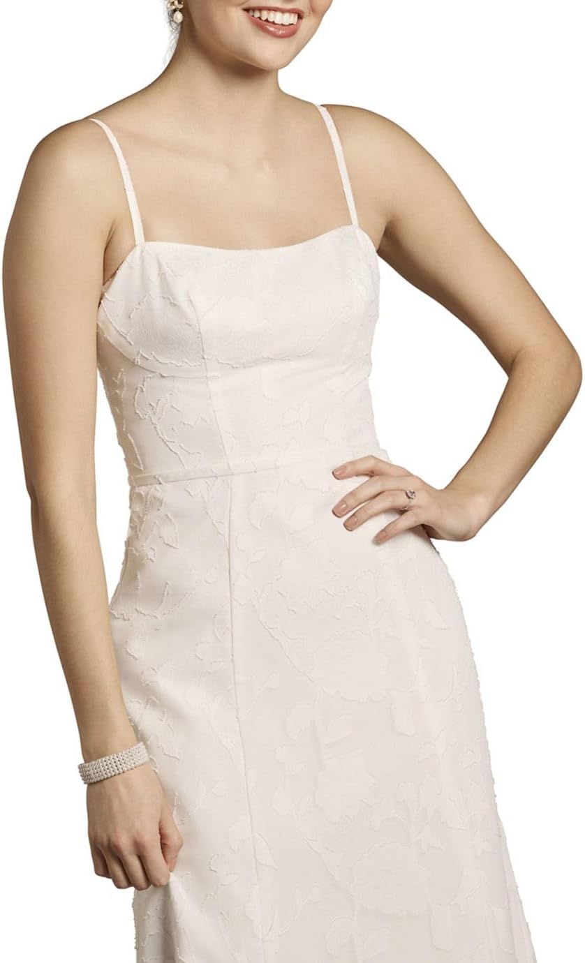 David's Bridal Spaghetti Strap Jacquard A-Line Dress