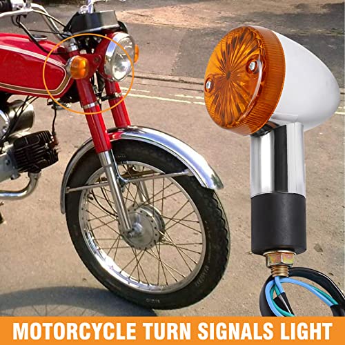 Anxingo 4Pcs Motorcycle Turn Signals Amber Chrome Bullet Front Rear Turn Signal Blinker Indicator Light Replacement For Aprilia Ducati Harley Kawasaki Suzuki Yamaha #TOP6