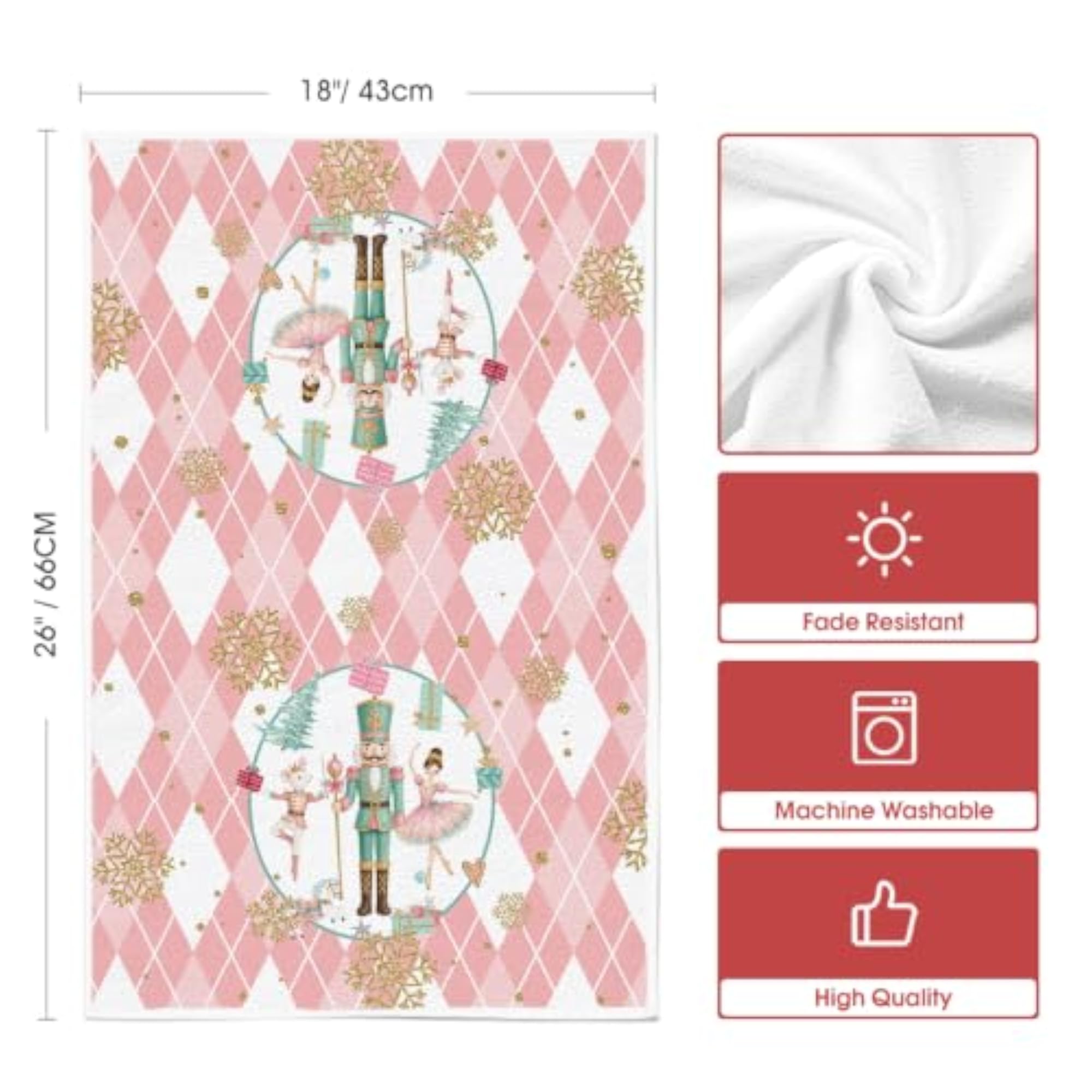 Pink Nutcracker Tree Christmas Kitchen Towels Set of 2