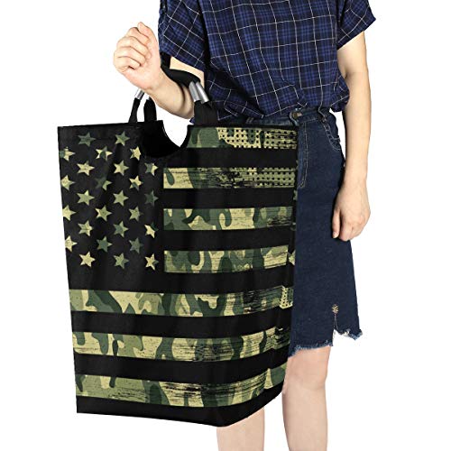 senya Large Laundry Basket, USA Flag Camouflage Vintage Laundry Hamper Foldable Clothes Bag with Handle Foldable Washing Bin by senya - Image 7