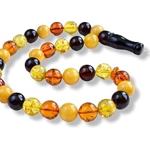 Massive Baltic Amber Tespih Multicolored Amber Egg Yolk Misbaha 33 Beads 19.5 Mm Handmade Amber 161.5 G White Cherry Amber