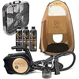 Norvell Sunless Tanning Kit - M1000 HVLP Spray Tan Airbrush Machine + Mobile Spray Room Pop-Up Tent, Overspray Reduction Fan, 8oz Tanning Solutions in Tuscan Plus, Venetian and Dark