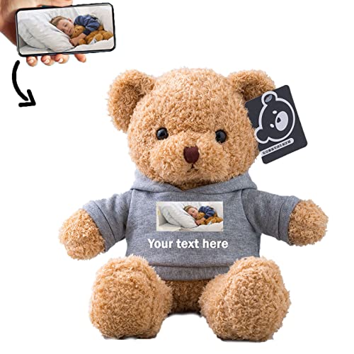 ADORSUN Teddybär mit Personalisierter Text+Foto Frauen Weihnachten Jubiläum Geburtstagsgeschenk ValentinsGeschenke Mann sie Besondere ValentinsGeschenkee (30cm)