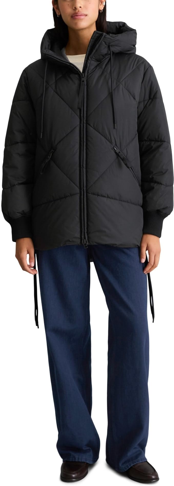 Marc O'Polo Lange Kapuzen-Steppjacke Relaxed