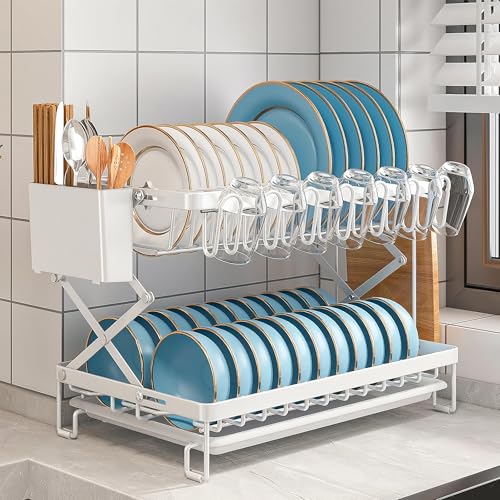 DEVA FRONSA Escorredor de Louça Inox, Porta Talheres com Escorredor, Talheres Copos Organizador Louç