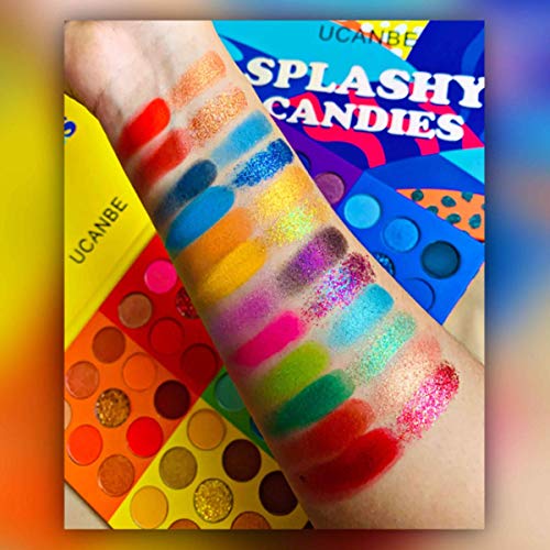 Ucanbe 54 Colors Splashy Candies Eyeshadow Palette, Highly Pigmented Matte Shimmer Soft Creamy Glitter Rainbow Bright Powder Eye Shadow Blendable Waterproof Long Lasting Makeup Pallet… #TOP4