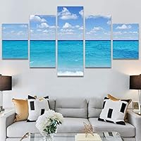 SIGNWIN 5 Panel Canvas Wall Art Modern Art Beach Coastal Expressive Global Multicolor Photography for Home Decorations Ready to Hang - 60