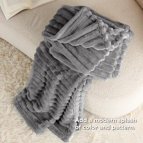Bedsure Frost Gray Fleece Blanket for Couch - Super Soft Cozy Twin Blankets for Women, Cute Small Blanket for Girls, 60x80 Inches - 3