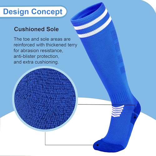 YMYDYFC Kids Soccer Socks 3Pack Cushion Cotton Comression Socks Baseball Sock For Youth Toddler Boys Girls Men Knee High Sock3