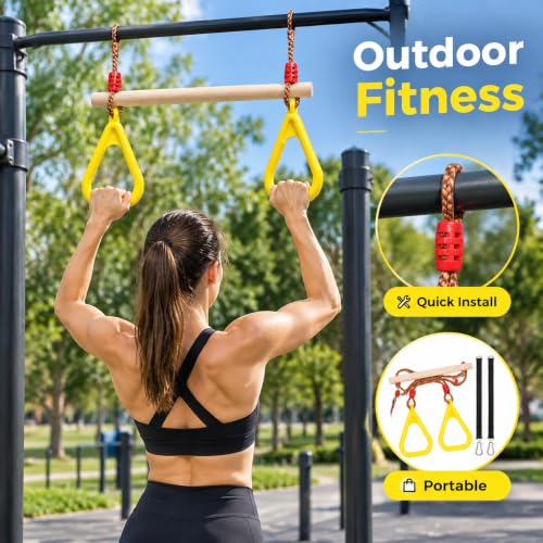 Covzoe Trapeze Bar, 16" Adjustable Height Wooden Swing Set by Covzoe - Used condition - Image 8