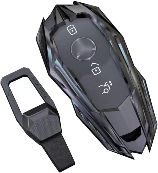 for Mercedes Benz Key Fob Cover with Keychain, Mecha Style Zinc Alloy Key Case Cover for Mercedes Benz A B C E S CLA CLK CLS GLA GLC GLE GLK SLK AMG Series Keyless Smart Key Fob