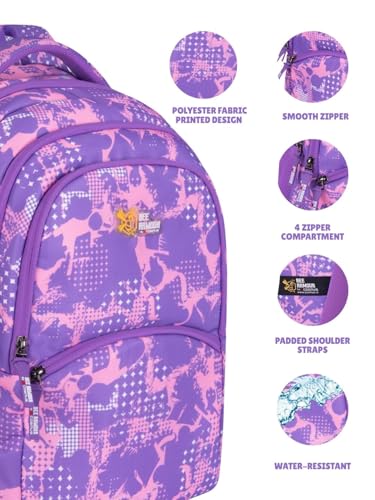 Image of PIXIE 37L School Backpack - Pink Grey Camouflage | For Kids & Students (Boys & Girls) (Purple)