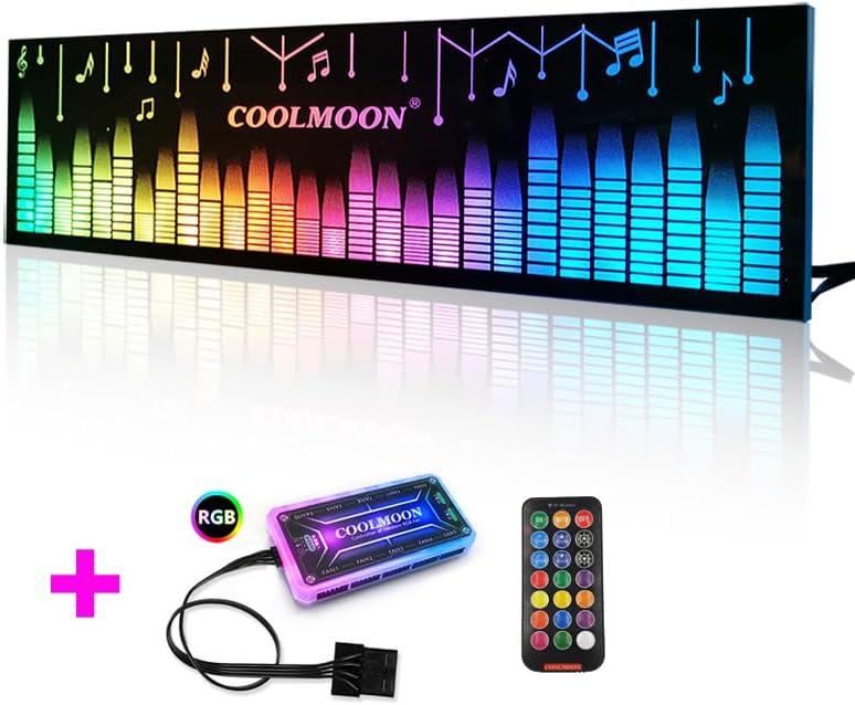 Universal RGB Light Board Power Warehouse Decoration Chassis Light Board Chassis Lighting Side Panel for Computer Cases with Remote Control Small 4Pin (Musical)