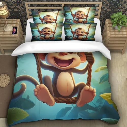 Housse de couette singe 3D en microfibre résistante supérieure - 5