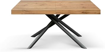 PAZZO DESIGN Tania id_2305 Extendable Table Crossed Legs Menego Black Kitchen Table Living Room Table Made in Italy 180 x 90 x 74 cm Rustic Oak