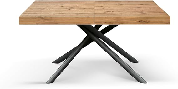 PAZZO DESIGN Tania id_2305 Extendable Table Crossed Legs Menego Black Kitchen Table Living Room Table Made in Italy 180 x 90 x 74 cm Rustic Oak