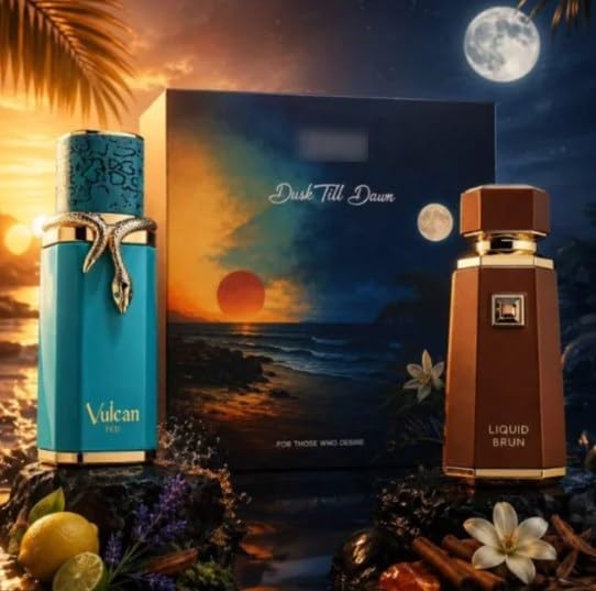 Dusk Till Dawn Combo Pack Eau de Parfum – Set perfume Hombre con Liquid Brun y Vulcan Feu version 200ml cada perfume – Perfumes Intensos y Duraderos