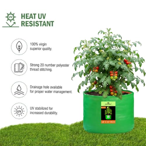 Image of Kingwell Grow Bag 18 X 15 INCH, PACK OF 4 For Terrace Garden Leafy Vegetable Plant Grow Bags Fruits Growing Containers For terrece Gardening (18 X 15 INCH, PACK OF 4)