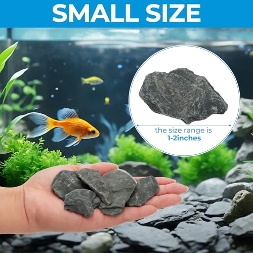 Image of VOKOY 2.5lb Natural Slate Stone, Aquarium Rocks Decoration Aquascaping Stone Landscaping Model for Fish Tank Decor Terrariums Paludariums Reptile Enclosures Gardens, 1-2 inches