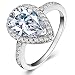 Lemon Grass 3 Ct Pear Shaped Cubic Zirconia Solitaire Engagement Ring Pave Thin Band in Sterling Silver Size 5 6 7 8 9