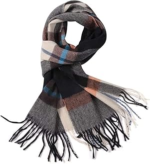 Pure Wool Scarves For men women, Pashmina Tartan Scarf,Cold Weather Scarf, Vertical Stripe Knit Winter Scarf