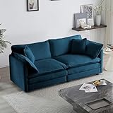 Oversized Cloud Couch with 25.52' Deep Seat, Comfy Chenille Loveseat Sofa Modern Modular Sectional Couches Set Furniture Sets Living Room Bedroom juego de muebles de sala (Blue, Loveseat)
