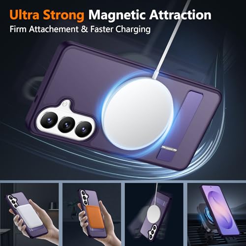 Image of SPIDERCASE Magnetic for Samsung Galaxy S26 Case, [3 Stand Ways][ Military Grade Drop Protection] with Invisible Stand Shockproof Slim Case for Samsung Galaxy S26 6.3 inch, Purple